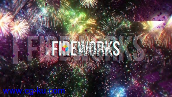 AE模板-庆祝活动烟花背景文字标题开场 Fireworks的图片1