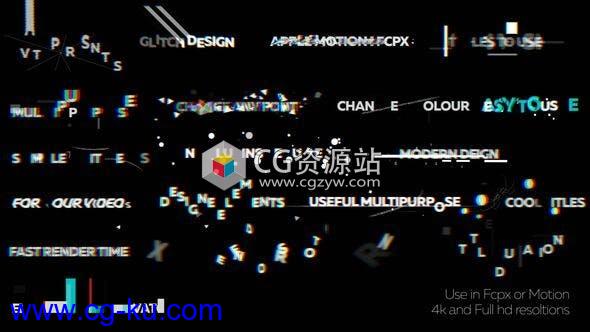 FCPX插件 + Apple Motion模板-信号损坏文字标题动画预设 Glitch Titles 2的图片1