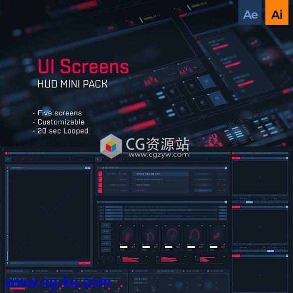 AE模板+AI-科技感HUD屏幕界面元素动画的图片2