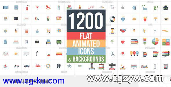 AE模板-1200个MG扁平化图标Icon场景动画工具包videohive-flat-animated-icons-library的图片1