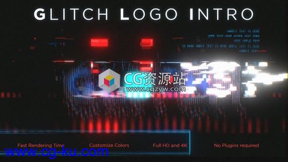 AE模板-抽象数字闪光fx信号损坏Logo动画 Glitch Logo Intro的图片1