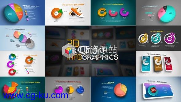 AE模板-三维数据年度业务图表柱状图饼状图动画3D Pie Chart Infographics的图片1