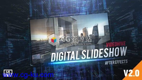 AE模板-三维空间未来高科技感图片展示片头 Digital Slideshow的图片1