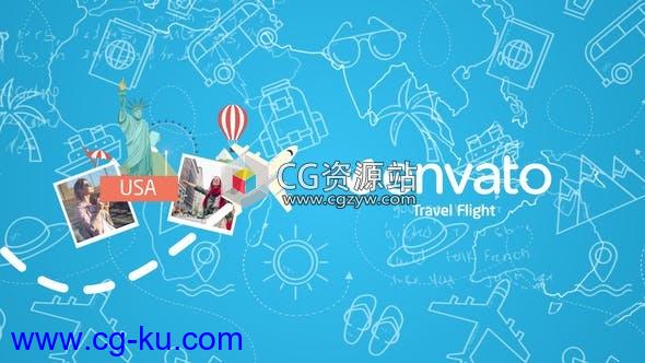 AE模板-卡通飞机景点蓝色旅行飞行标志logo动画Travel Flight Logo的图片1