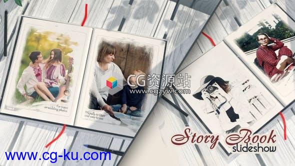 AE模板-婚礼家庭摄影师照片故事书本翻页动画 Story Book的图片1