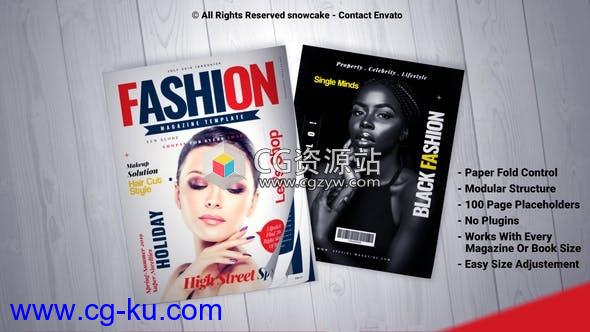 AE模板-现代三维书本封面杂志宣传翻页动画Magazine Promo的图片1