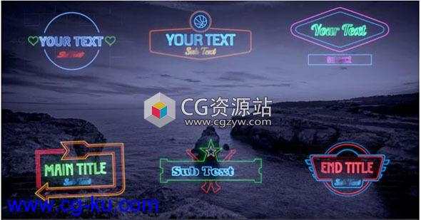 FCPX插件-霓虹灯文字Logo动画 Neon Signs的图片1