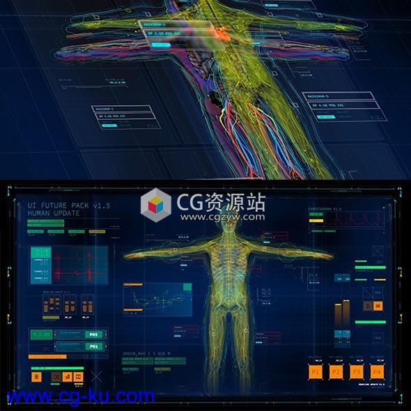 AE模板-科技感人体医学军事HUD指示线标题界面UI动画元素V1.5的图片1