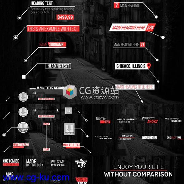 FCPX插件-102组信号损坏呼叫指示线排版文字标题字幕动画预设的图片1