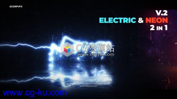 AE模板-电流霓虹灯标志开场Logo动画 Electric and Neon Logo Reveal的图片1