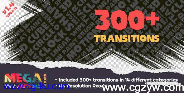 AE模板-300+扁平化MG转场4K素材包mega-transitions-fx-pack的图片1