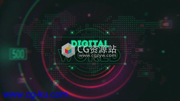 AE模板-时尚设计科技感Logo开场动画 Digital World Opener的图片1