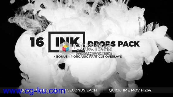 16个水墨烟雾特效动画视频素材 Ink Drops Pack的图片1