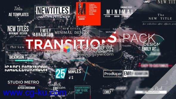 AE模板-文字标题视频剪辑转场过渡预设包 Transitions Pack的图片1