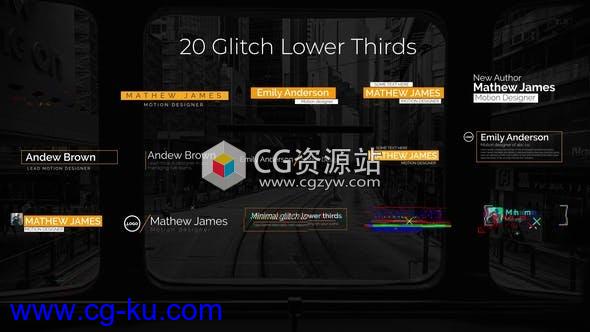 AE模板-20个故障标题闪烁字幕条动画Glitch Lower Thirds的图片1