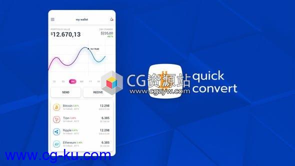 AE模板-扁平化电子商务APP宣传动画片头 Cryptocurrency App Promo的图片1