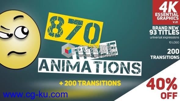 AE模板-870个动感时尚文字标题排版字幕动画870 Title Animations的图片1