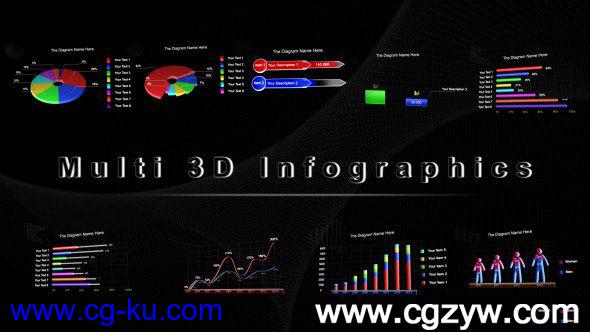 AE模板-3D信息图形数据统计图表表格工具包multi-3d-infographics的图片1