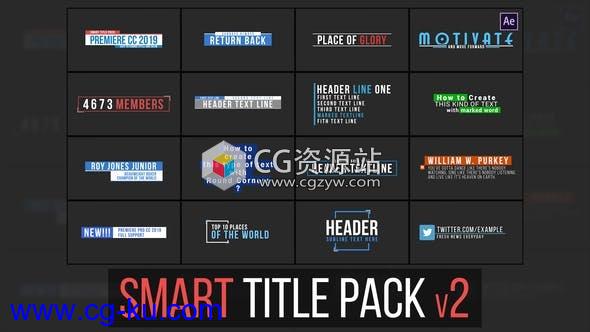 AE模板-16组文字标题排版字幕动画Smart Title Pack v2的图片1