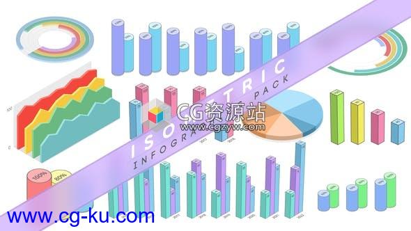 AE模板-三维等距信息数据柱状图动画图表包的图片1