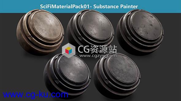 Substance Painter钢铁科幻材质预设Sci-Fi Material Pack 01的图片1