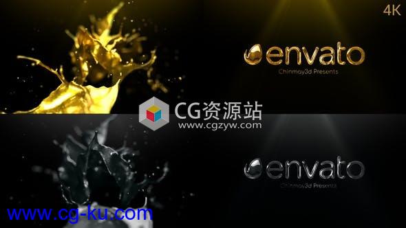 AE模板-金色银色标志闪光液体飞溅logo动画Golden & Silver Liquid Logo Reveal的图片1