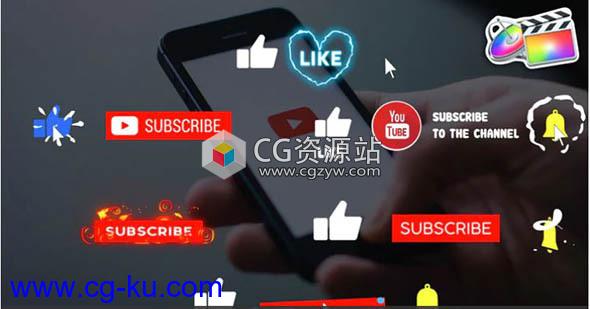 FCPX插件-点赞订阅铃铛Logo文字动画预设+音乐的图片1