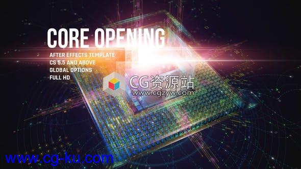 AE模板-三维科技感立方体灯光核心Logo动画 CORE Opening的图片1