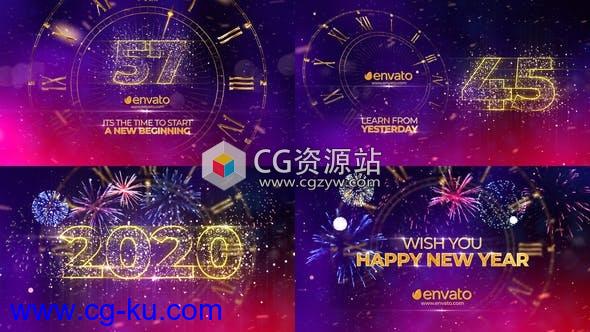 AE模板-2020年新年时钟倒计时炫酷粒子片头New Year Countdown 2020的图片1