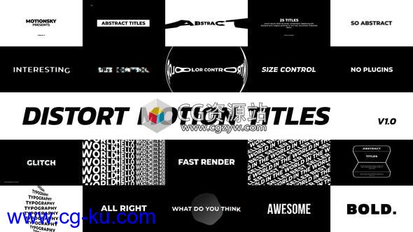 AR模板+PR预设25个动感扭曲文字标题排版动画Distort Motion Titles的图片1