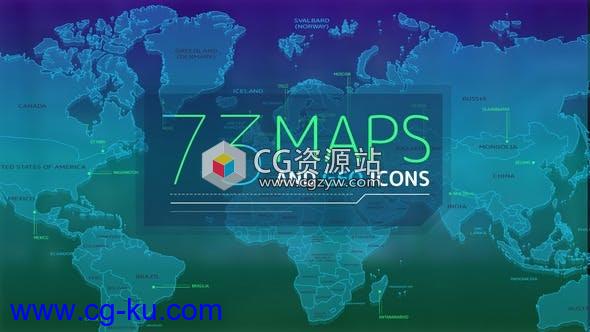 AE模板-73个独特构图4K地图和地理图标动画元素73 Maps And Geo Icons的图片1