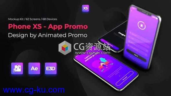 AE模板-iPhoneXS手机APP宣传动画片头 Phone XS Mockup – Full Kit的图片1