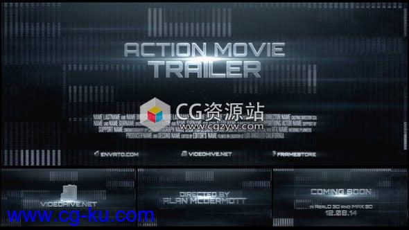 AE模板-三维文字标题动作冒险戏剧片预告片头 Action Movie – Trailer的图片1