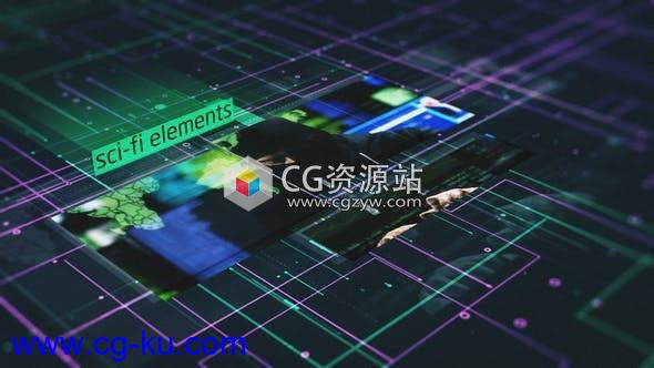 AE模板-4K未来数据科幻元素图片视频片头 Sci-Fi Elements Slideshow的图片1