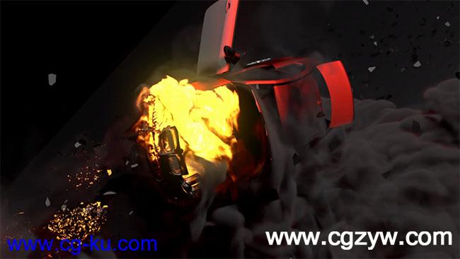 C4D 火焰爆炸汽车绑定教程（含工程文件） Digital Tutors – Rigging a Car to Explode in CINEMA 4D的图片1