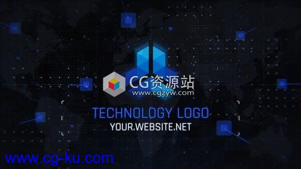 AE模板-科技感黑暗数据数字连接Logo动画 Technology Logo的图片1