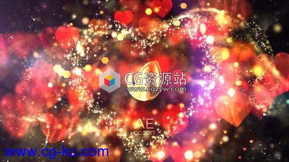 AE模板-闪闪发光爱心背景文字片头 Glitter Love Titles的图片1