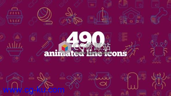 AE模板-490个线条图标ICON动画490 Animated Line Icons的图片1