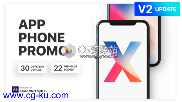 AE模板-时尚iPhone X应用演示手机APP宣传动画片头的图片1