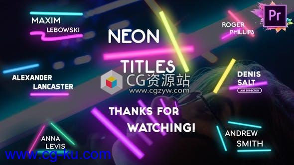 PR预设-时尚发光霓虹灯文字动画 Neon Lights Titles的图片1