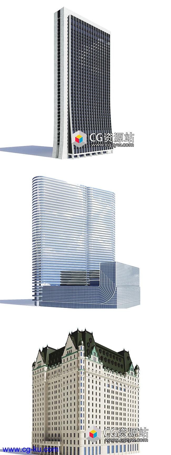 20个建筑高楼大厦3D模型 CGAxis第121(C4D/MAX/FBX/OBJ格式)的图片2