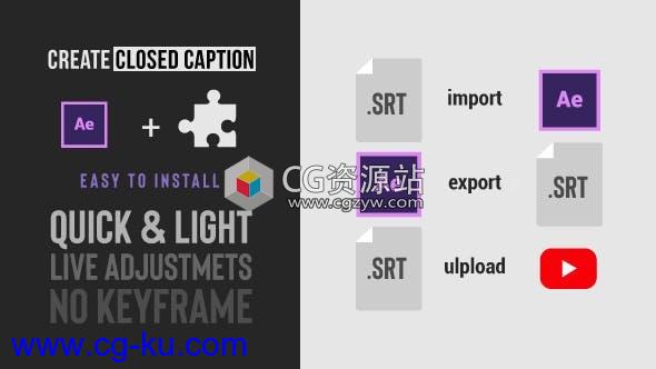 社交媒体视频字幕SRT文件导入导出AE脚本的图片1