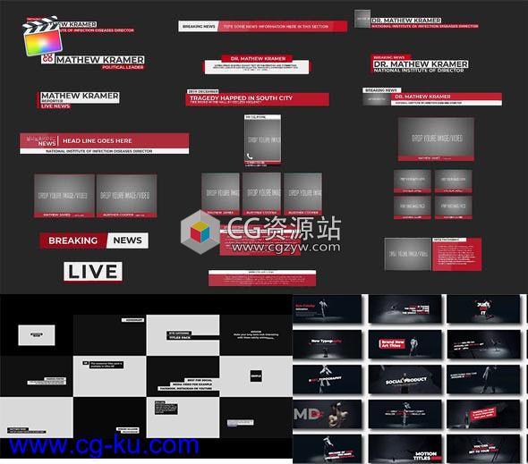 FCPX插件-三套社交媒体视频电视节目包装标题排版字幕条动画的图片1