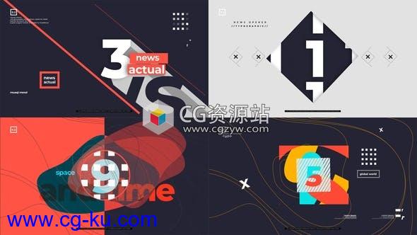 AE模板-创意图形电视新闻栏目倒计时MG动画的图片1