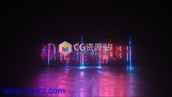 AE模板-动态故障赛博朋克霓虹灯Logo动画的图片1