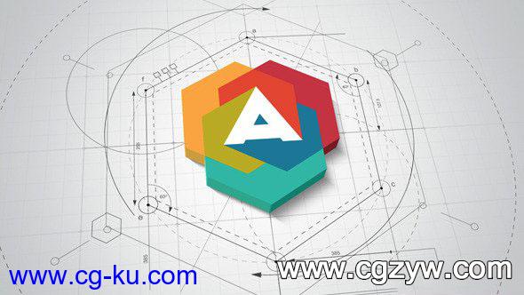 AE模板-建筑蓝图图纸绘画建筑标志3D Logo文字动画公司企业宣传片头的图片1