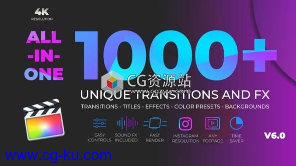 FCPX插件-1000+独特转场标题效果颜色预设音效背景动画预设的图片1