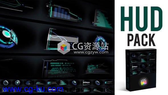 FCPX插件-20个现代外观动态元素科技感HUD信息图表动画的图片1