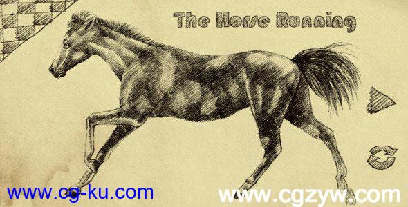 视频素材-手绘马可爱卡通动漫素描动画展示 The Horse Running的图片1