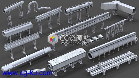 40组工业机组工程管道部件3D模型的图片1